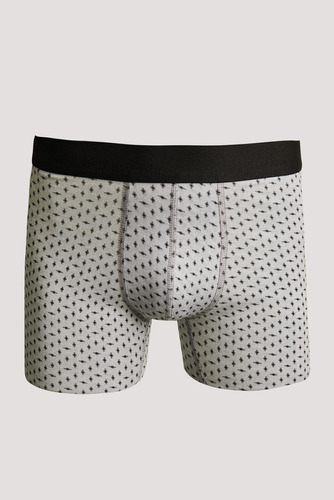 Bóxer Brief-medio Gris Claro Con Estampados Y Elástico Negro