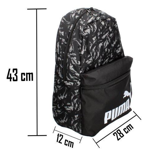 Mochila Puma Phase Aop Negro Compartimento Con Zipper