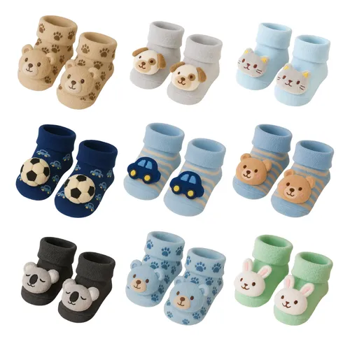 Kit 06 Pares Meia Bebê Bichinho Infantil Inverno Pelúcia 3 D