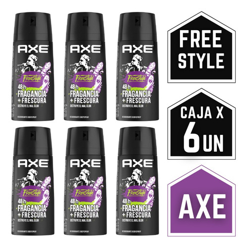 Desodorante Axe Fragancia Freestyle Sin Irritación Pack X6