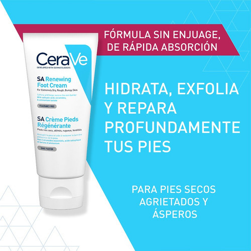 Imagen 9 de 11 de Crema Renovadora De Pies Cerave 88 Ml Con Ácido Salicílico Fragancia Neutro Tipo de envase Pote
