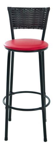 Banqueta Alta De Junco Com 70cm Ate Assento Para Balcao Acabamento Da Estrutura Tabaco Cor Vermelho