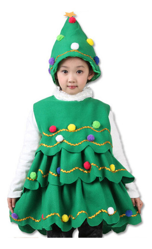 Aplicable A Vestido De Árbol De Navidad A Rayas Para Niñas,