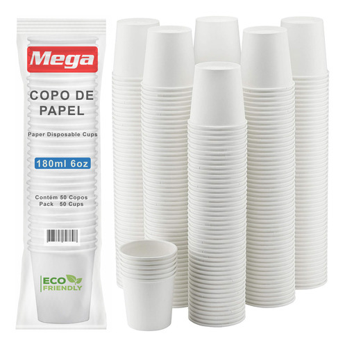Copo Papel Descartavel 180ml Branco Para Cafe Com 200 Copos