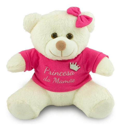 Ursinha De Pelúcia Camiseta Princesa 20cm Anti-alérgico
