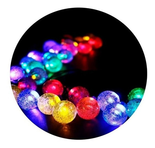 Guirnlada Led 28 Bolitas Transparente Multicolor Navidad