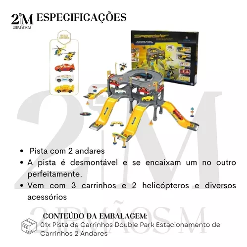 Pista de Carrinhos Helicóptero Double Park Speedster 77 Peças