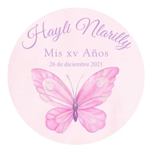 Stickers Mariposa 15años,babyshower Personalizadas 120pz 4cm