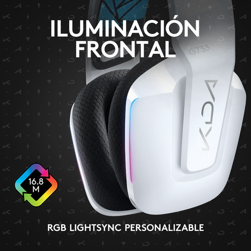 Imagen 4 de 9 de Auriculares gamer inalámbricos Logitech G Series G733 kda con luz rgb LED