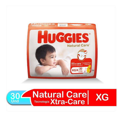 Imagen 1 de 3 de Pañales Para Bebe Huggies Natural Care Talla Xg 30 Und