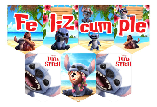 Kit Globos Lilo Y Stitch Hawái Banderin Toppers Numero 70cm Multicolor Número 7