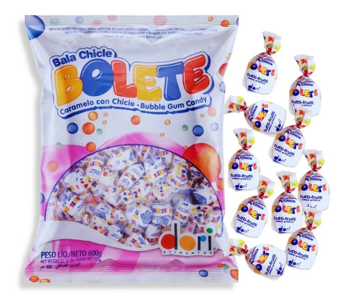 Bala Bolete Com Recheio De Chiclete Tutti Frutti 600g - Dori