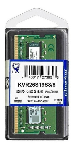 Memoria Ram Laptop Kingston 8gb Ddr4 2666mhz Sodimm (Usado)