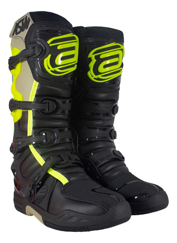 Bota Asw Elevate Preto Amarelo Areia Cross Motocross Trilha