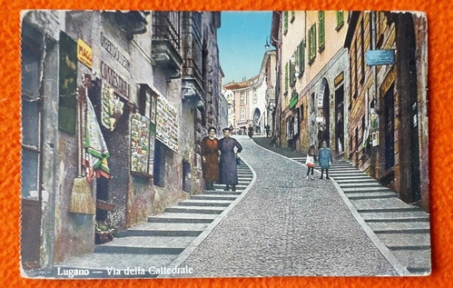 Antigua Postal De La Ciudad De Lugano Italia 