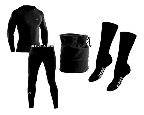 Imagen 1 de 6 de Conjunto Termico Alpina + Cuello + Medias 1ra Piel Tubo Sti