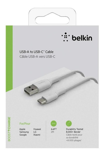 Imagen 3 de 5 de Cable Belkin Cab001bt2 2m Usb A Usb-c Boost Charge