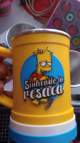 Chop Jarra Sintiendo La Resaca Bart Simpson - 3d Amarillo