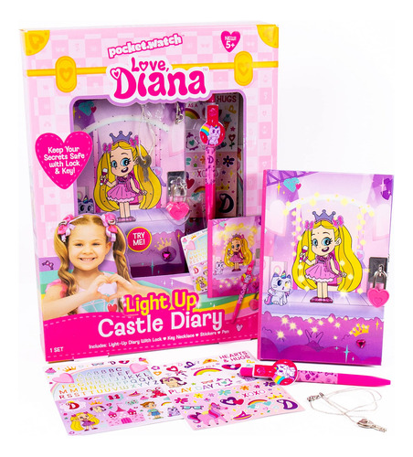 Love Diana Castle Diary Luminado Seguro Y Portátil Incluye