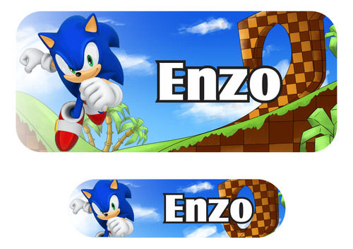 50 Etiquetas Adesivo Sonic Personalizadas Material Escolar