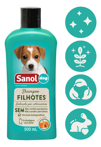 Shampoo Sanol Dog Para Cães Filhotes Biodegradável 500ml