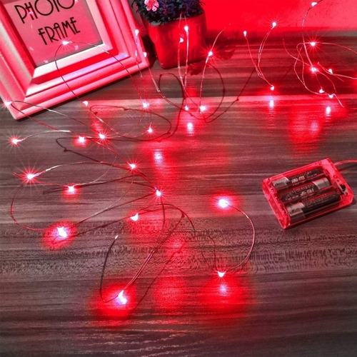 Imagen 5 de 10 de Alambre Luces Led 5 Metros Blanco Cable Hilo Tira Exterior Pilas Navidad