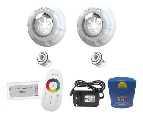 Kit Led Piscina 32m² - 2 Led 9w, Módulo Rgb + Dispositivos