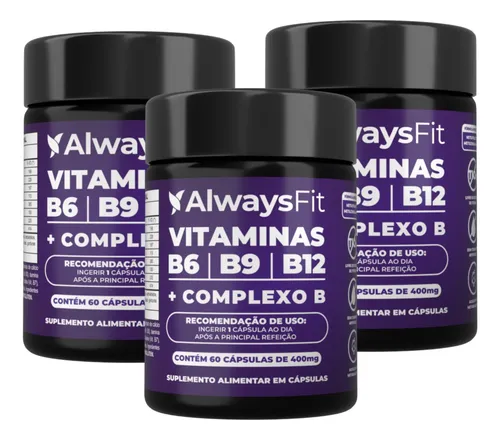 Kit 03 - Complexo B Alwaysfit Com Vitaminas B6b9b12 60 Caps Sem Sabor
