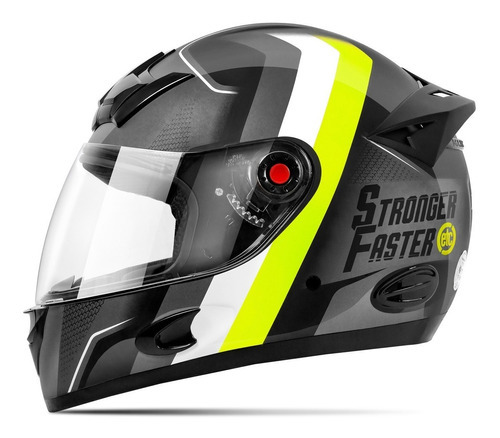 Capacete Para Moto Integral Etceter Stronger Faster Cor Cinza/Amarelo Tamanho do capacete 56