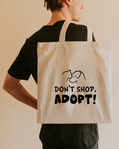 Bolsa Tela Lienzo Tote Bag Perro Gato Adoptá No Compres 2