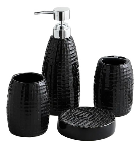 Set X4 Pzs Para Baño Ceramica Dispenser Jabon Vaso Jabonera 