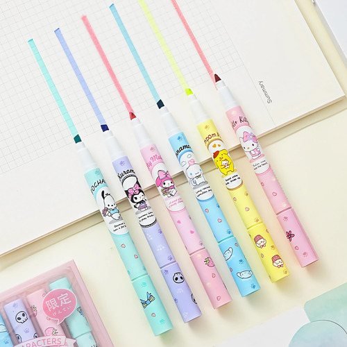 Set De 6 Marcadores Pastel De Dibujos Animados