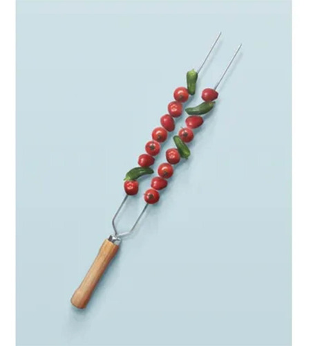 Imagen 1 de 4 de Pincho Espeto Doble Para Chorizo Parrilla 55cm - Garageimpo