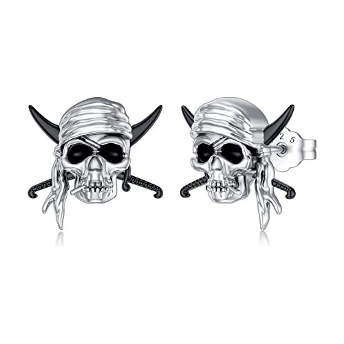 Aretes De Calavera De Plata 925 Para Mujer/hombre