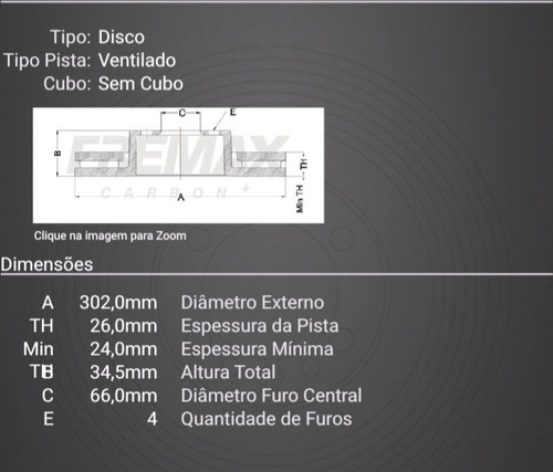 Imagem 2 de 4 de Par Disco De Freio Dianteiro Ds5 1.6 2013 2014 2015 2016