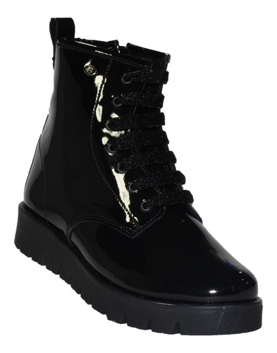 Bota Botin Negro Coqueta Niña Jovencita Negro Charol 435100c