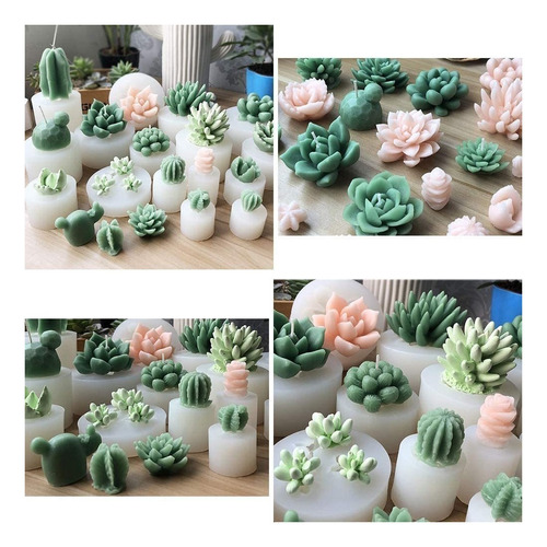 6 Moldes De Silicone Suculentos E Moldes De Resina De Flor D