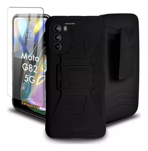 Funda Protector Uso Rudo con Clip más Mica de Cristal Gratis para OPPO A16  4g Color Negro