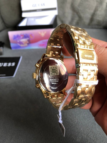 Relogio Guess W1018l2 Dourado 100% Original Completo Caixa