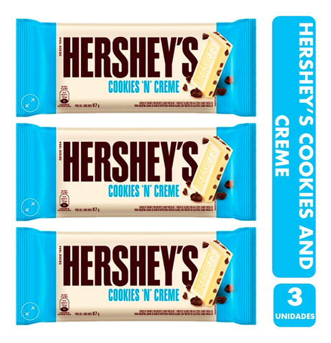 Tableta Hershey's Cookies & Cream Chocolate Blanco -pack 3un