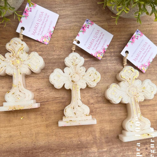 10 Velas Forma De Cruz Vintage Aromáticas Para Bautizo