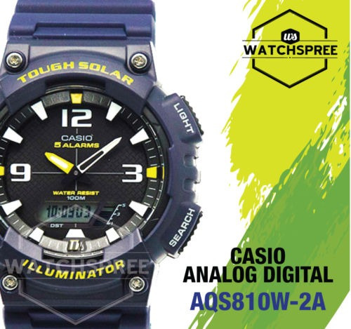 Casio Analog Digital Reloj Solar Resistente Aqs810w-2a Aq-s8