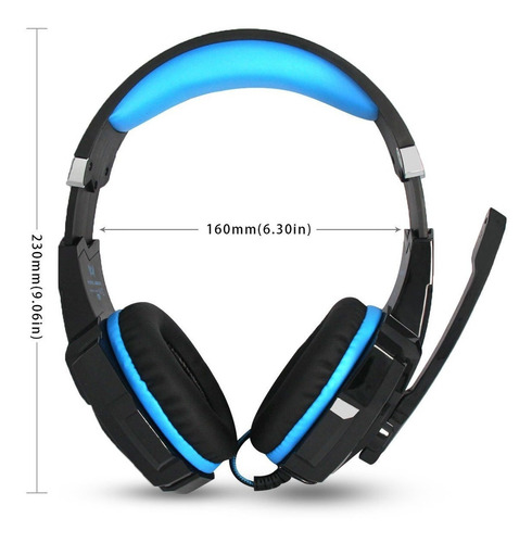 Auriculares gamer Kotion Each G9000 black y blue con luz LED
