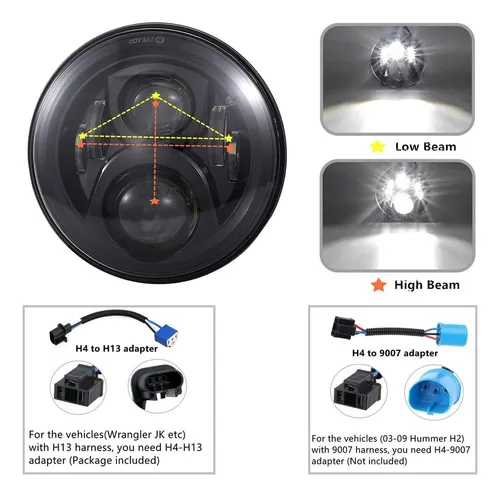 Z Faro Led Redondo De 7 Pulgadas Para Wrangler Hummer Yamaha