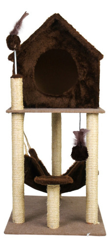 Arranhador Gato Casa Dois Andares com rede Cor Marrom