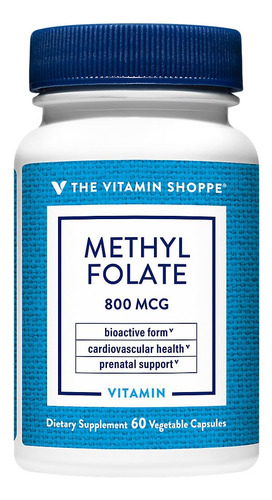 The Vitamin Shoppe Metilfolato Prenatal 800mcg 60 Cápsulas