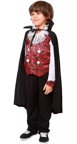 Fantasia Vampiro Stefan Colete Infantil com Capa - Halloween