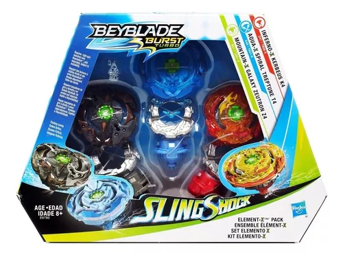 Kit 3 Beyblade Burst Elemento X + 2 Lançador C/ Suporte Grip