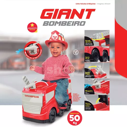 Caminhão Bombeiro Infantil Giant Gigante Com Lança Agua Roma no