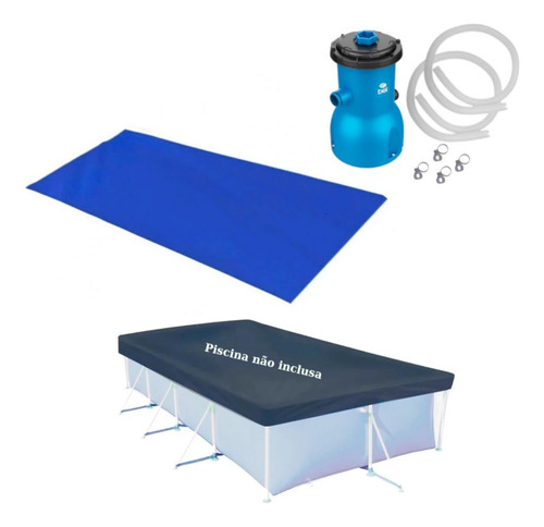 Kit Capa + Forro Para Piscina Retangular 5000 L + Filtro 110